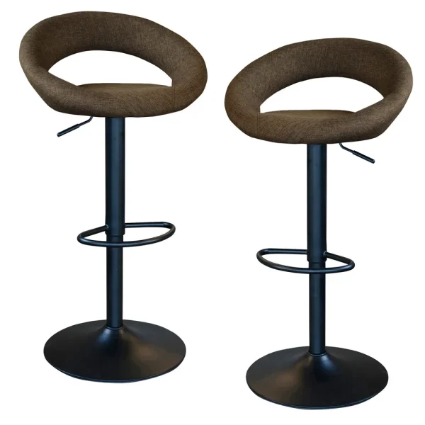 AmeriHome Latte Brown Fabric Bar Stool Set – 2 Stools (BSLTFSET)