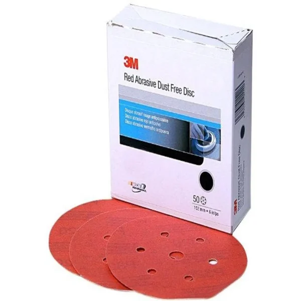 3M 6″ P120 Dust Free Red Abrasive Hookit Disc (01145)