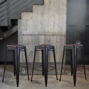 AmeriHome BS030B3PK Loft Black Metal Bar Stool – 3 Piece - view 2