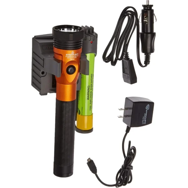 Streamlight Stinger DS LED HL Orange Flashlight with PiggyBack Charger (75490)