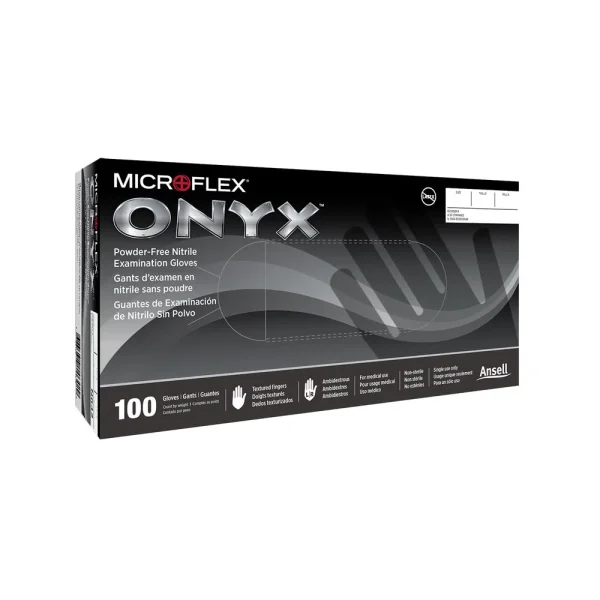 Microflex N645 ONYX Black Nitrile Examination Gloves, Box of 100, Size XX-Large