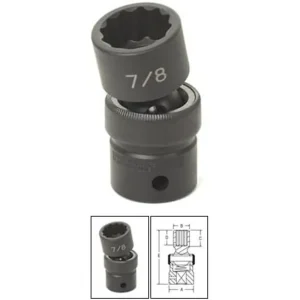 Grey Pneumatic 7/16″ X 12 Point Short 1/2″ Drive Universal Impact Socket (2114U)