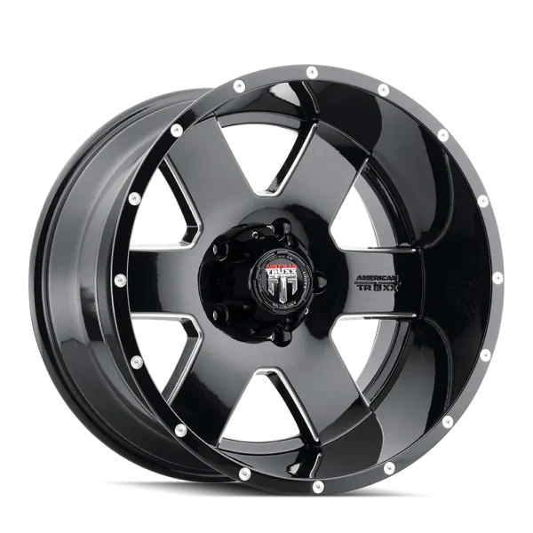 American Truxx Armor AT155 Gloss Black Milled Wheels