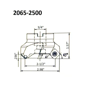 HHIP 2-1/2″ X 3/4 BORE 45 DEGREE SE INDEXABLE FACE MILL (2065-2500) - view 4