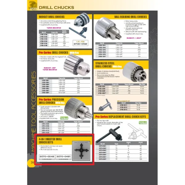 HHIP SMALL 4-IN-1 K1-4 DRILL CHUCK KEY (3070-0048)