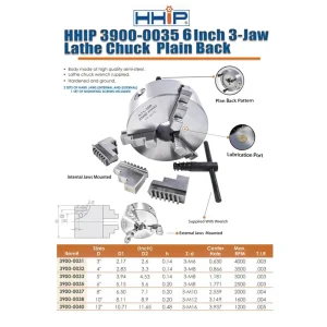 HHIP 6″ 3-JAW PLAIN BACK LATHE CHUCK (3900-0035) - view 4
