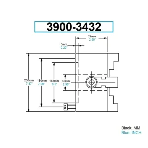 HHIP 8″ FRONT-MOUNT TOP REVERSIBLE SELF CENTERING 3-JAW PLAIN BACK CHUCK (3900-3432) - view 2