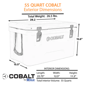Blue Coolers Cobalt 55 Quart Roto-Molded Super Cooler (CB55-1001BX, CB55-1001WX, CB55-1001GX) - view 4