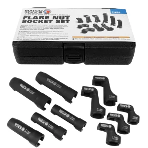 10 PC 3/8″ AND 1/2″ DRIVE METRIC FLARE NUT SOCKET SET – STRAIGHT AND OFFSET