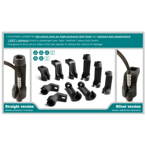 10 PC 3/8″ AND 1/2″ DRIVE METRIC FLARE NUT SOCKET SET – STRAIGHT AND OFFSET - view 3