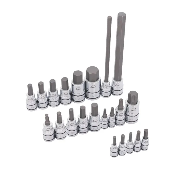 22 PIECE 1/4″, 3/8″, AND 1/2″ DRIVE ADV MOTORCYCLE HEX BIT SOCKET SET