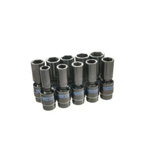 10 PIECE 3/8″ DRIVE METRIC 6 POINT TORQUE FORCE DEEP UNIVERSAL IMPACT SOCKET SET