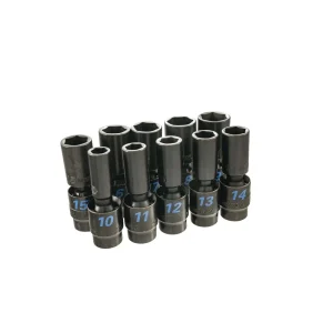 10 PIECE 3/8″ DRIVE METRIC 6 POINT TORQUE FORCE DEEP UNIVERSAL IMPACT SOCKET SET - view 2