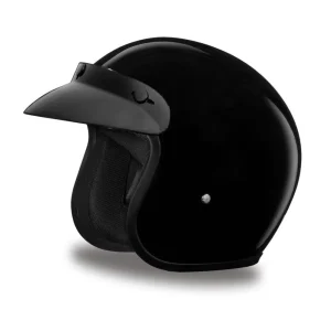 Daytona Helmets 3/4 Open Face Motorcycle Helmet [Hi-Gloss Black] [Xs] (DC1-A-XS)