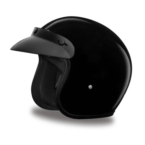 Daytona Helmets 3/4 Open Face Motorcycle Helmet [Hi-Gloss Black] [Xs] (DC1-A-XS)