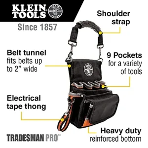 Klein Tools 5242 Tool Pouch, Tradesman Pouch Thong, Reinforced Bottom, 9 Pockets - view 2