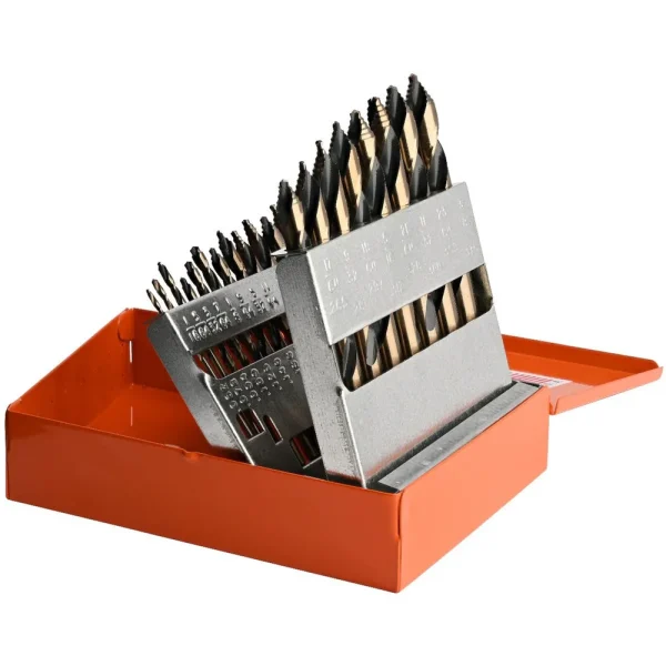 KnKut 15KK10 15 Piece Mechanics Length Step Point Drill Bit Set 1/16″-1/2″
