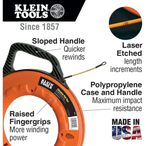 Klein Tools 56014 Fiberglass Fish Tape with Spiral Leader, 200-Foot - view 2