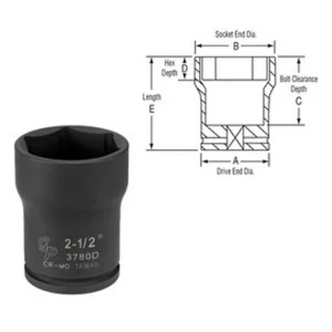 Grey Pneumatic 3/4″ Drive x 2-1/4″ Deep Pinion Locknut Socket (3772D) - view 2