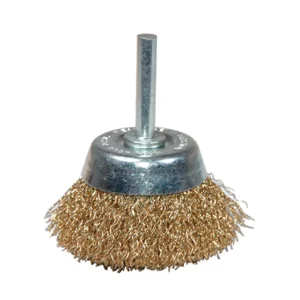 K Tool 79215 Crimped Wire End Cup Brush, 2″ Diameter, Coarse, 1/4″ Stem, 4500 Max RPM