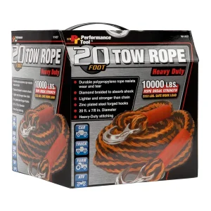 Performance Tool W1437 7/8″ x 20′ Polypropylene Diamond Braided Tow Rope - view 2