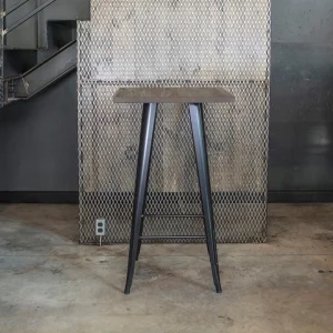 AmeriHome Loft Black Metal Pub Table with Wood Top (PUBTBWT) - view 2