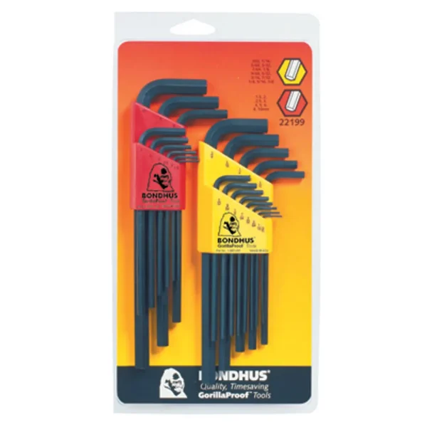 Bondhus 22199 Inch/Metric Hex L-Wrench Double Pack, 12137 & 12199