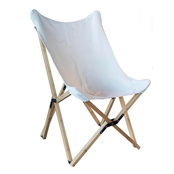 AmeriHome Canvas and Bamboo Butterfly Chair – White (BFCBCW)