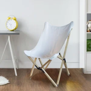 AmeriHome Canvas and Bamboo Butterfly Chair – White (BFCBCW) - view 2