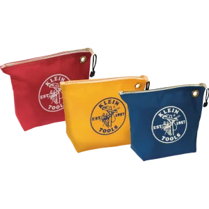 Klein Tools 5539CPAK 3.5 in. Assorted Canvas Zipper Tool Bag (3-Pack)