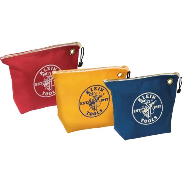 Klein Tools 5539CPAK 3.5 in. Assorted Canvas Zipper Tool Bag (3-Pack)