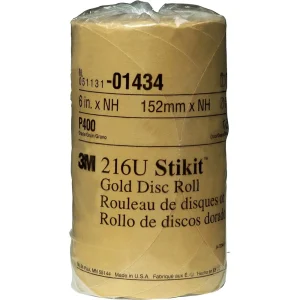 3M 6″ P400A Stikit Gold Abrasive Disc Roll 216U (1434)