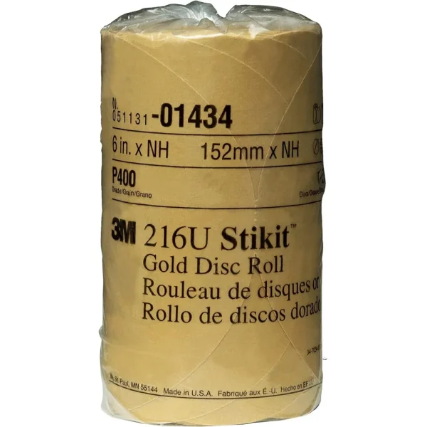 3M 6″ P400A Stikit Gold Abrasive Disc Roll 216U (1434)