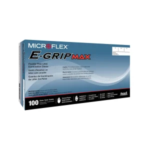 Microflex L921 E-GRIPMAX Powder-Free Latex Examination Gloves, Box of 100, Size Small