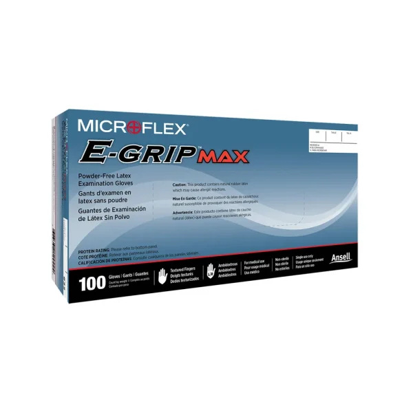 Microflex L921 E-GRIPMAX Powder-Free Latex Examination Gloves, Box of 100, Size Small