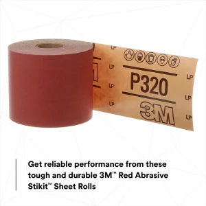 3M 2-3/4″ X 25 Yards P80 Red Abrasive Stikit Sheet Roll (1688) - view 3