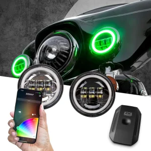 XKGLOW 4.5″ Driving Lights for Motorcycle XKchrome Bluetooth App Controlled (XK042011-B, XK042011-W)