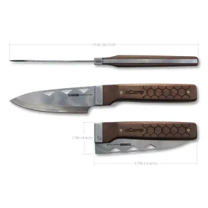 nCamp Food Prep Knife with Damascus Blade and Walnut Handle (NCMP-NAC01CKUS)