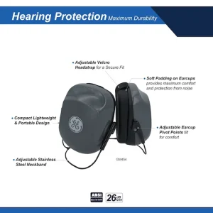 General Electric Gray Behind-the-Neck Earmuffs – 26 NRR (GM454) - view 2