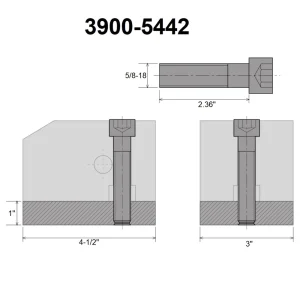 HHIP KDK-150 STYLE T-NUT BLANK 1 X 3 X 4-1/2 WITH SCREW 5/8-18 X 60MM (3900-5442) - view 2