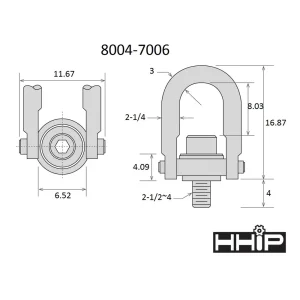 HHIP 50,000 LBS. STANDARD U-BAR HOIST RING WITH 2 1/2-4 THREAD ( 8004-7006) - view 2