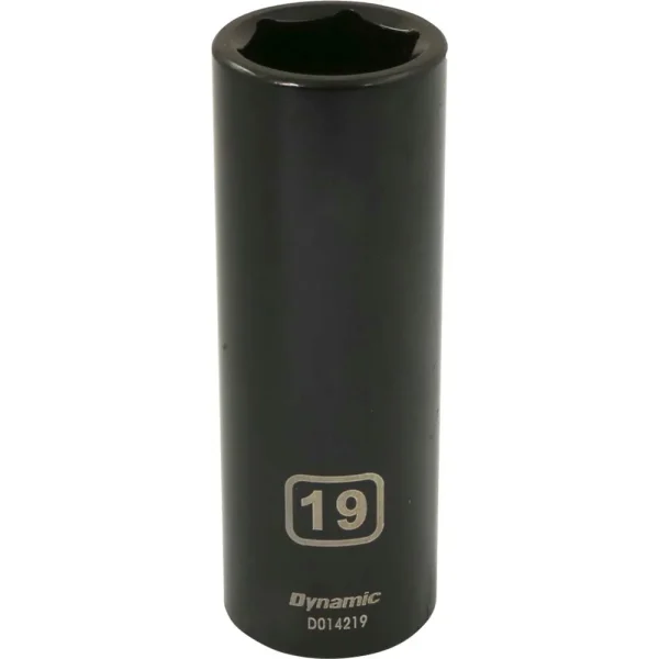 Dynamic Tools 1/2″ Drive 6 Point Metric, 19mm Deep Length, Impact Socket (D014219)