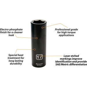Dynamic Tools 1/2″ Drive 6 Point Metric, 19mm Deep Length, Impact Socket (D014219) - view 2