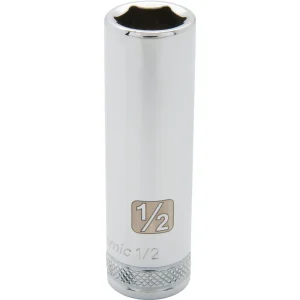 Dynamic Tools 3/8″ Drive 6 Point SAE, 1/2″ Deep Length, Chrome Finish Socket (D008516)