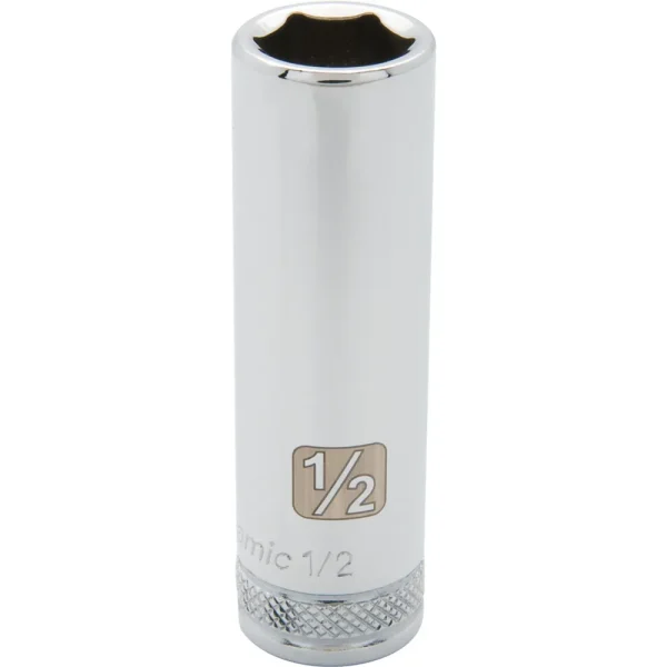 Dynamic Tools 3/8″ Drive 6 Point SAE, 1/2″ Deep Length, Chrome Finish Socket (D008516)
