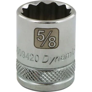 Dynamic Tools 3/8″ Drive 12 Point SAE, 5/8″ Standard Length, Chrome Finish Socket (D009420)
