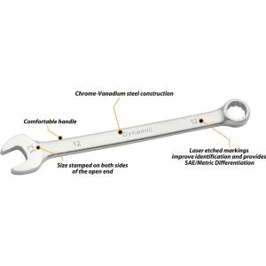 Dynamic Tools 8mm 12 Point Combination Wrench, Contractor Series, Satin Finish (D074408) - view 2