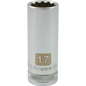 Dynamic Tools 3/8″ Drive 12 Point Metric, 17mm Deep Length, Chrome Finish Socket (D009717)
