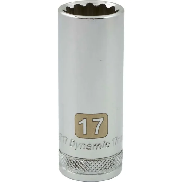 Dynamic Tools 3/8″ Drive 12 Point Metric, 17mm Deep Length, Chrome Finish Socket (D009717)