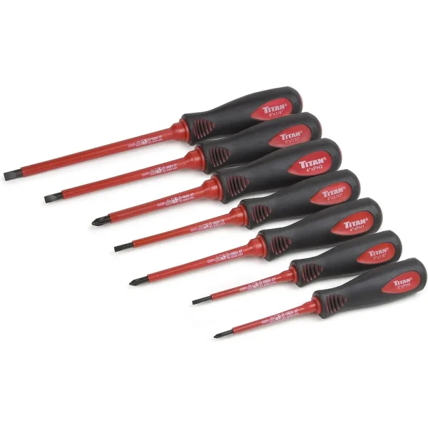 Titan Tools Insulated Electrical Screwdriver Set – 7 Piece (17237)